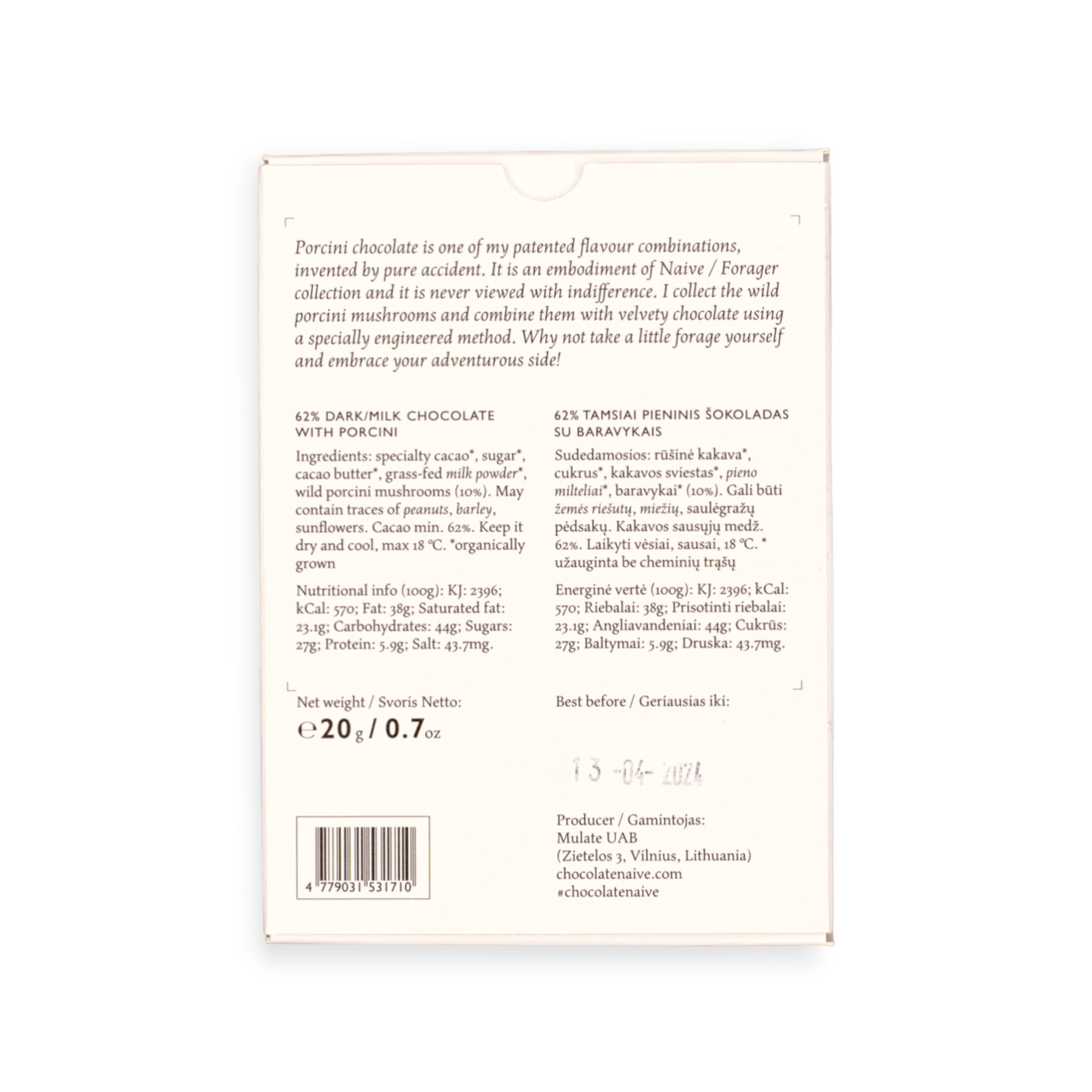 Naive - Porcini Dark Milk